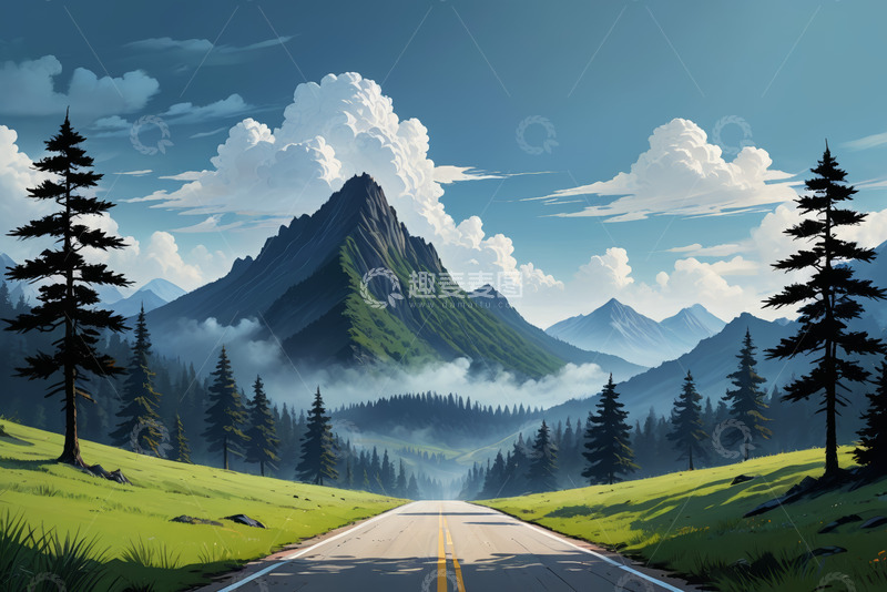 高清大图下载【趣麦麦图】山间公路自然风光