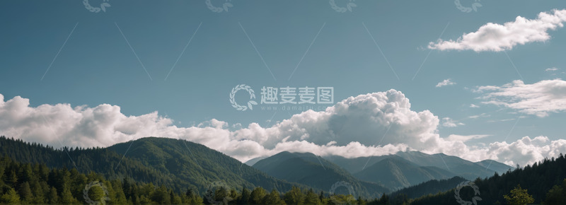 高清大图下载【趣麦麦图】山林间蓝天白云自然风光