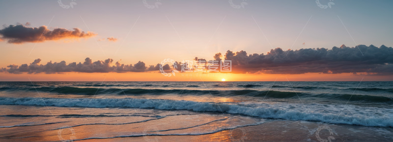 高清大图下载【趣麦麦图】海滩日落时分海景