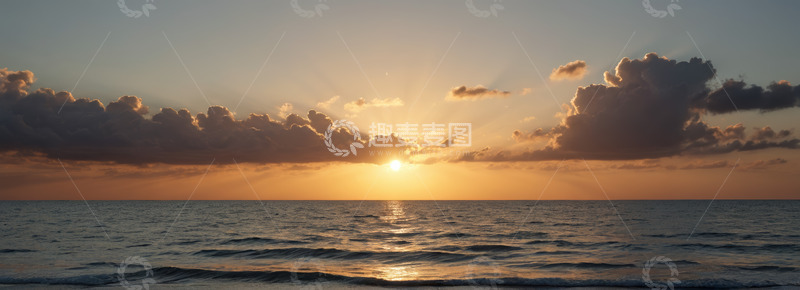 高清大图下载【趣麦麦图】海上日出自然景观