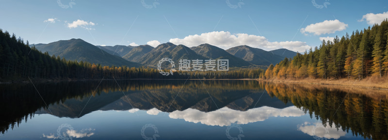 高清大图下载【趣麦麦图】山林间平静湖水自然风光