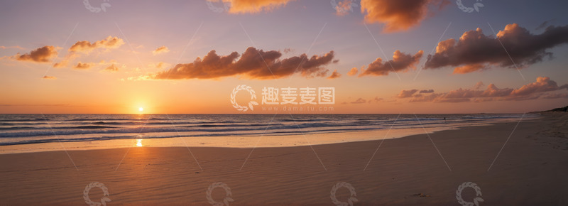 高清大图下载【趣麦麦图】海滩日落时分海景