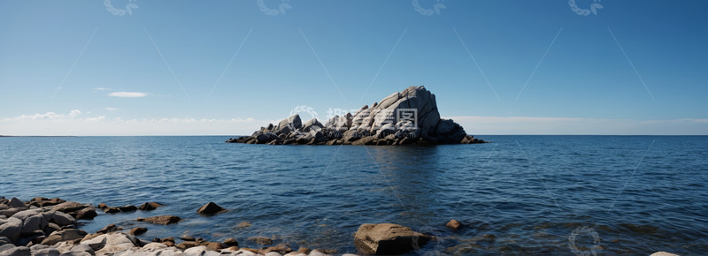 高清大图下载【趣麦麦图】海边岩石与平静海面景观