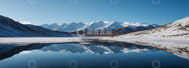 高清大图下载【趣麦麦图】雪山湖泊自然风光全景