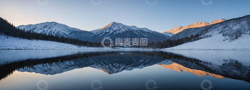 高清大图下载【趣麦麦图】雪山湖泊自然风景