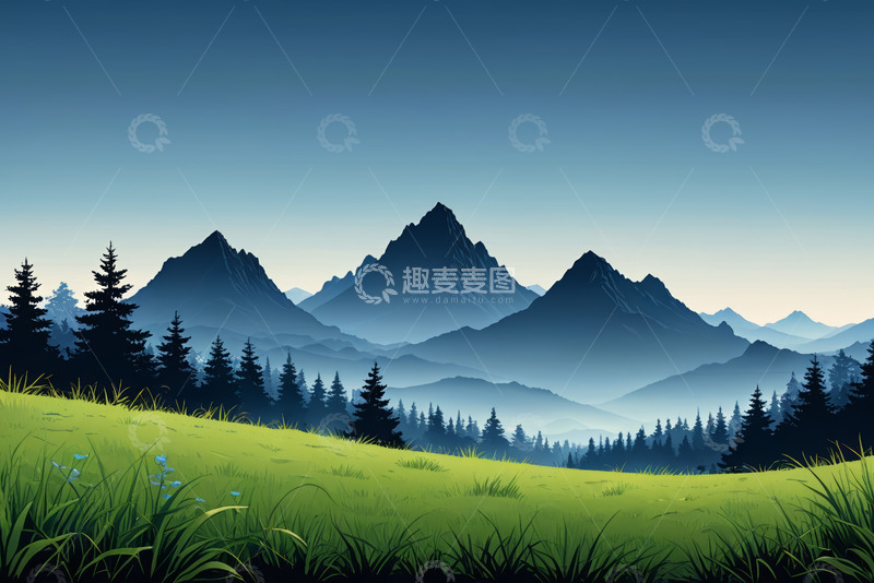 高清大图下载【趣麦麦图】山间草地森林自然风光