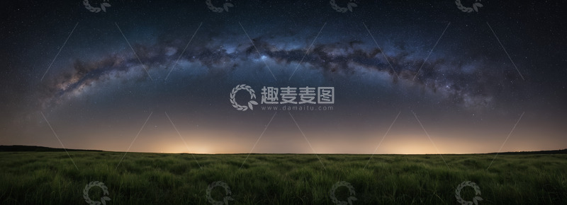 高清大图下载【趣麦麦图】草原上的银河系星空