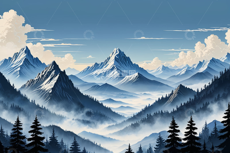 高清大图下载【趣麦麦图】群山森林自然风光全景