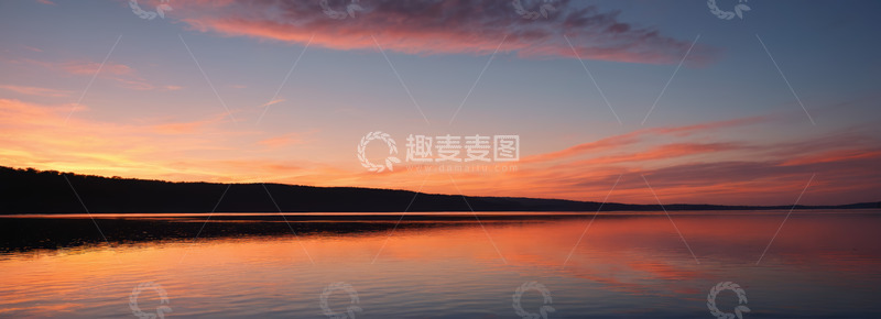 高清大图下载【趣麦麦图】湖面日落自然风光