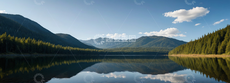 高清大图下载【趣麦麦图】山林间宁静的湖泊自然风光