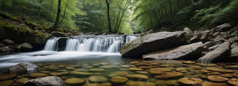 高清大图下载【趣麦麦图】森林中小溪流水风景