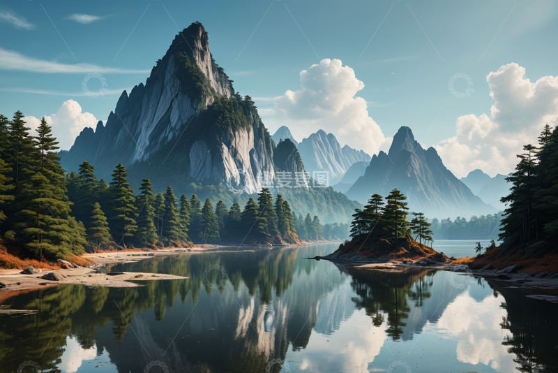 高清大图下载【趣麦麦图】山水相依自然风光全景