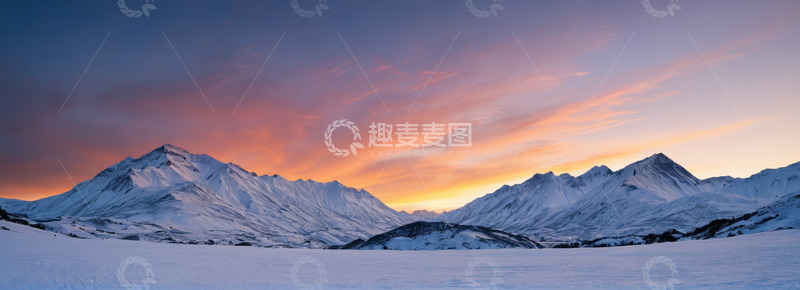 高清大图下载【趣麦麦图】雪山日出自然风光