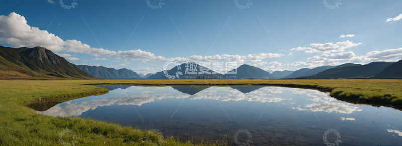 高清大图下载【趣麦麦图】草原山间水域自然风景