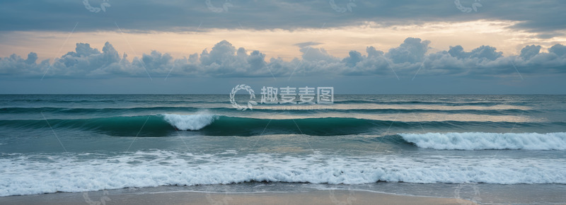 高清大图下载【趣麦麦图】海滩海浪与天空景象