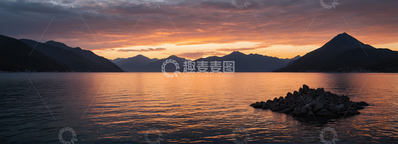 高清大图下载【趣麦麦图】日落时分山水湖景