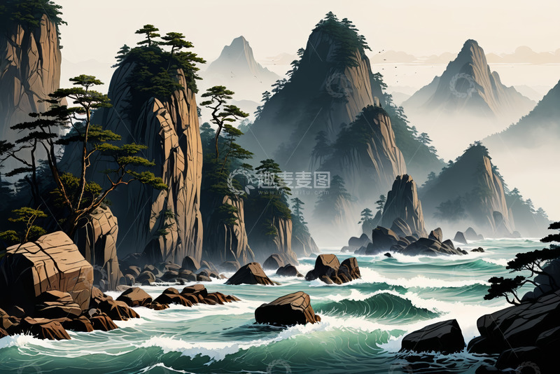 高清大图下载【趣麦麦图】山水风光中式风格风景图