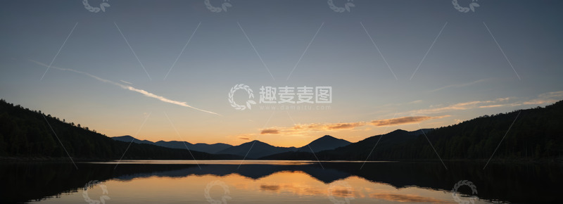 高清大图下载【趣麦麦图】湖泊山林黄昏自然景观