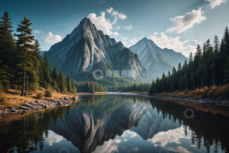 高清大图下载【趣麦麦图】山水相依的自然风光