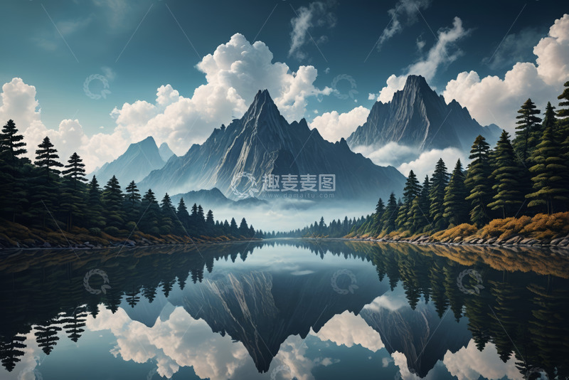 高清大图下载【趣麦麦图】山水森林倒影自然风光