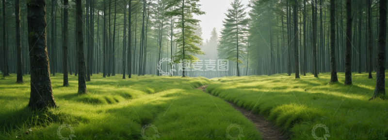 高清大图下载【趣麦麦图】阳光照耀下的森林小径
