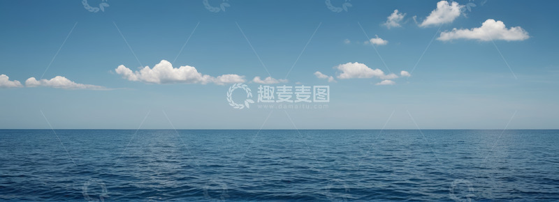 高清大图下载【趣麦麦图】广阔海洋与蓝天白云景象