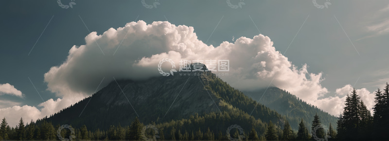 高清大图下载【趣麦麦图】山间云雾缭绕的森林景观