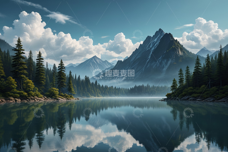 高清大图下载【趣麦麦图】山林湖泊自然风景