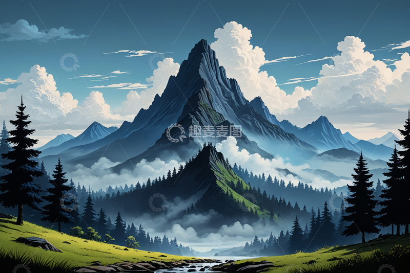 高清大图下载【趣麦麦图】山林云海自然风光全景