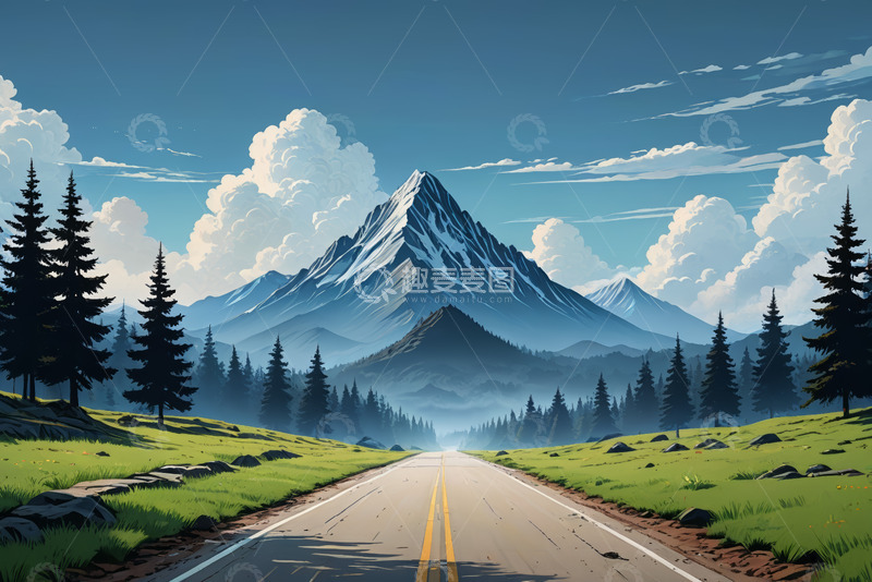高清大图下载【趣麦麦图】山间公路自然风光