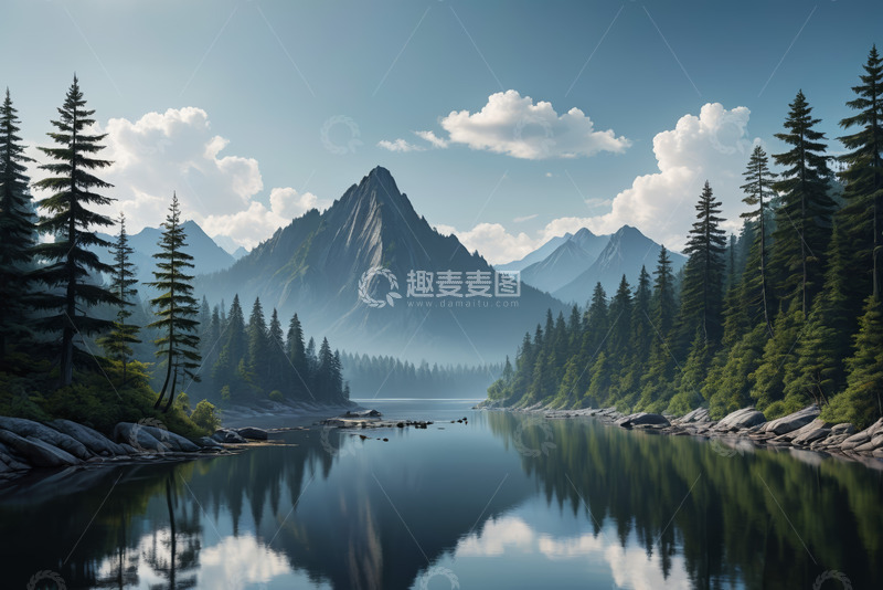 高清大图下载【趣麦麦图】山林湖泊自然风光景色