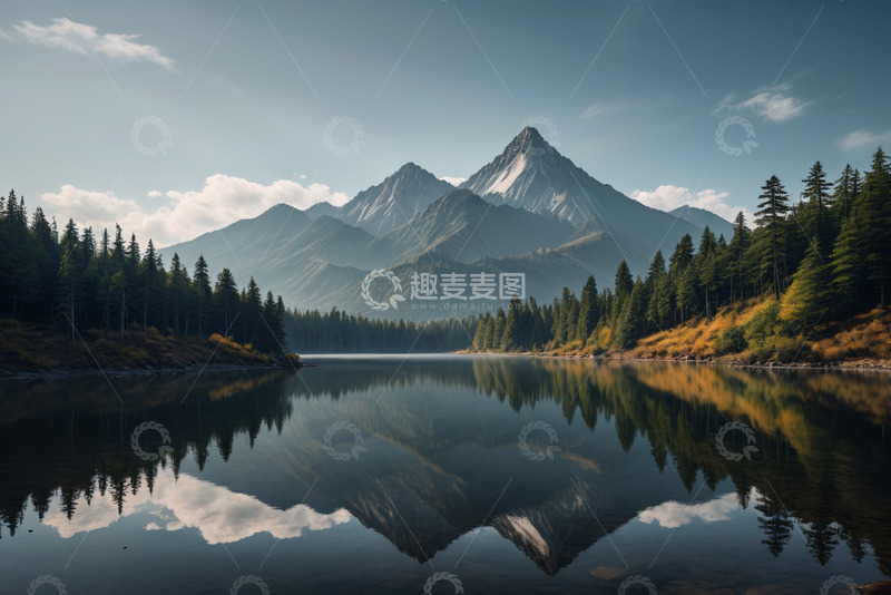 高清大图下载【趣麦麦图】山林湖泊自然风光全景
