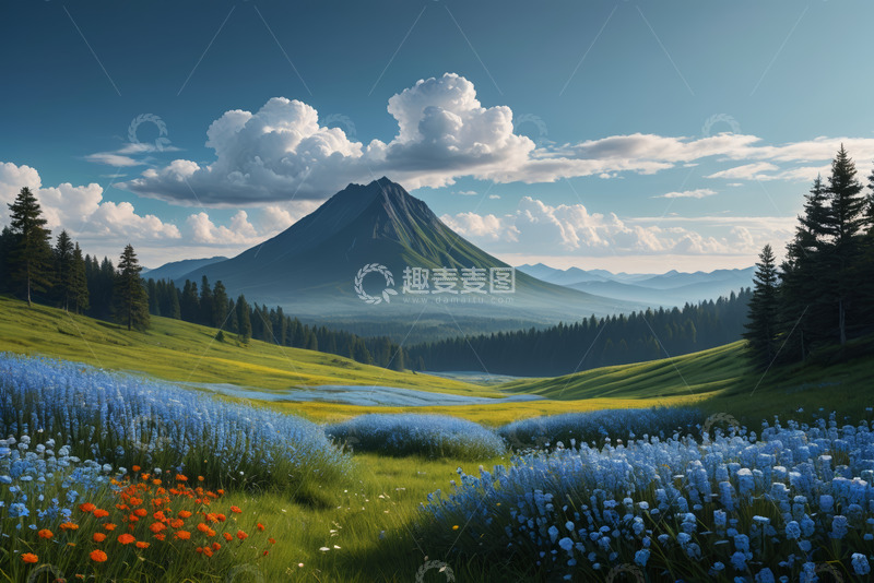高清大图下载【趣麦麦图】山间草原花卉自然风光