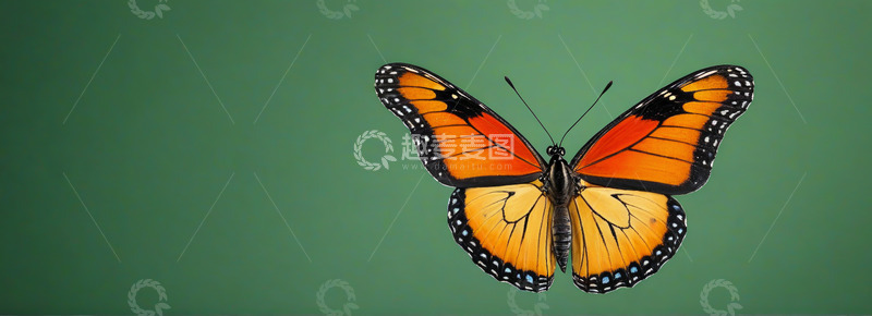 高清大图下载【趣麦麦图】橙色蝴蝶展翅特写