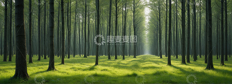 阳光照耀下的茂密森林