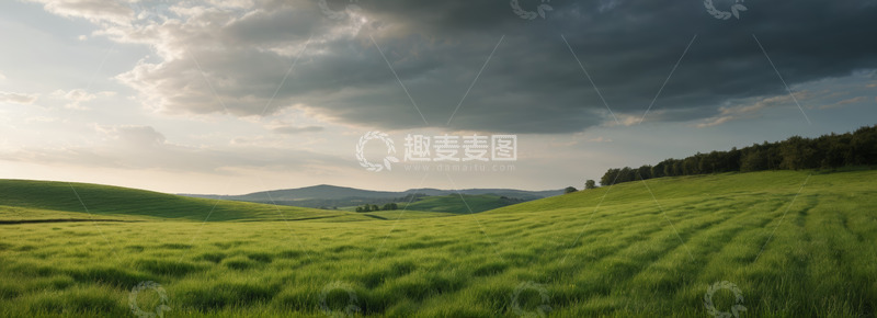 高清大图下载【趣麦麦图】广袤绿色田野和天空景观