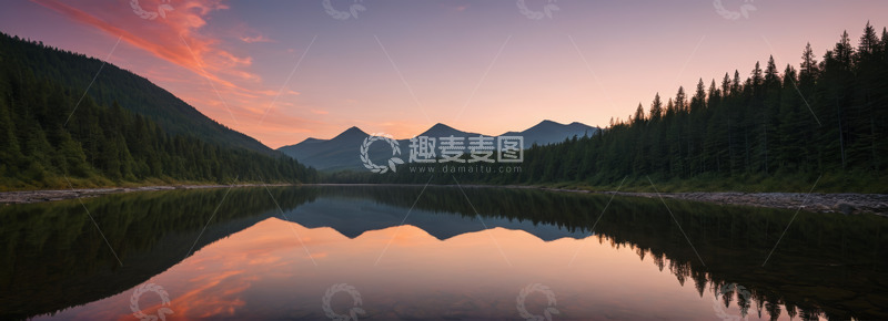 高清大图下载【趣麦麦图】山林湖泊黄昏自然风光