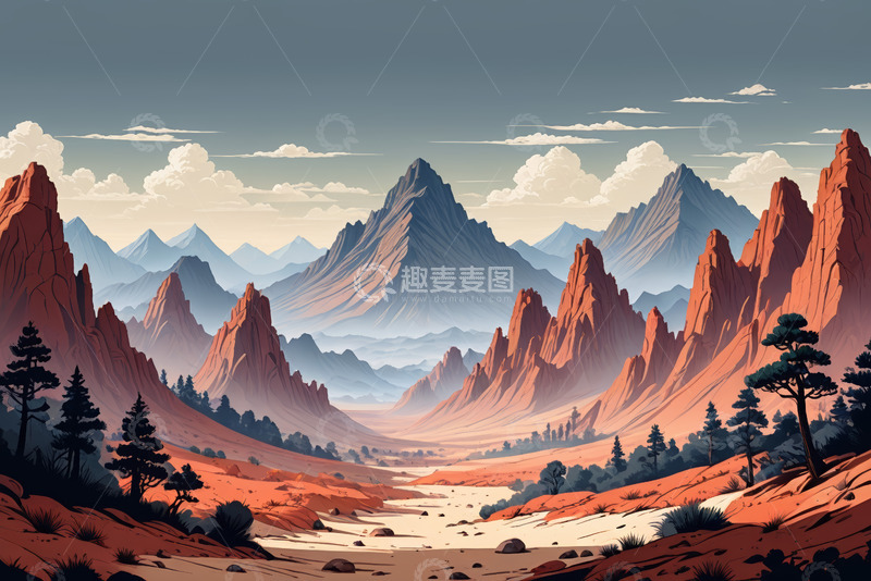 高清大图下载【趣麦麦图】山间自然风光全景