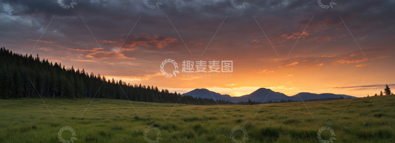 高清大图下载【趣麦麦图】草原山林日落自然风光