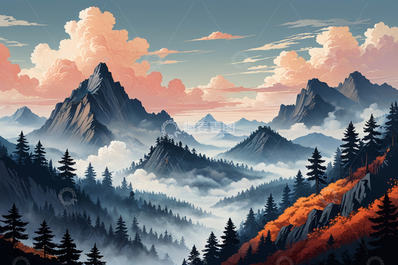 高清大图下载【趣麦麦图】山间云海自然风光