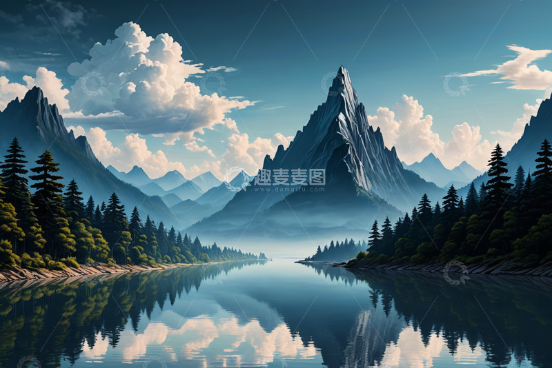 高清大图下载【趣麦麦图】山水相依的自然风光