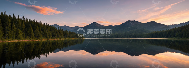 高清大图下载【趣麦麦图】山林湖泊日落自然风光