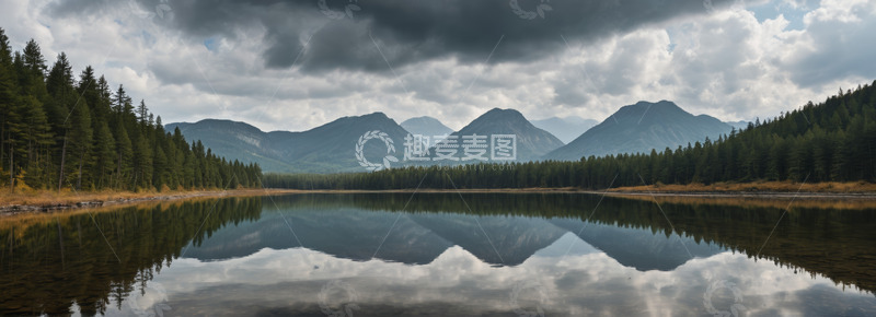 高清大图下载【趣麦麦图】山林间平静湖泊自然风光