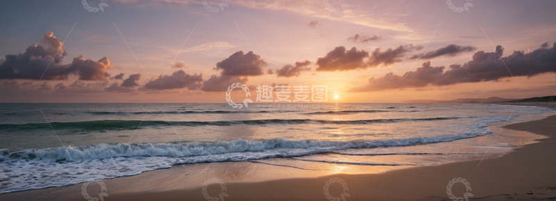 高清大图下载【趣麦麦图】海滩日落时分海景