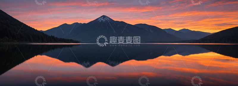 高清大图下载【趣麦麦图】湖景山水日出自然风光