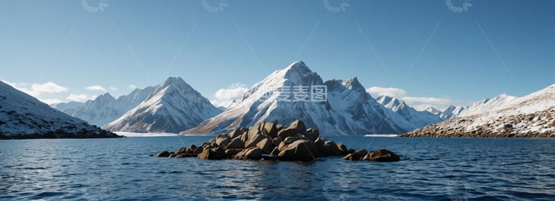 高清大图下载【趣麦麦图】雪山湖泊自然风光全景