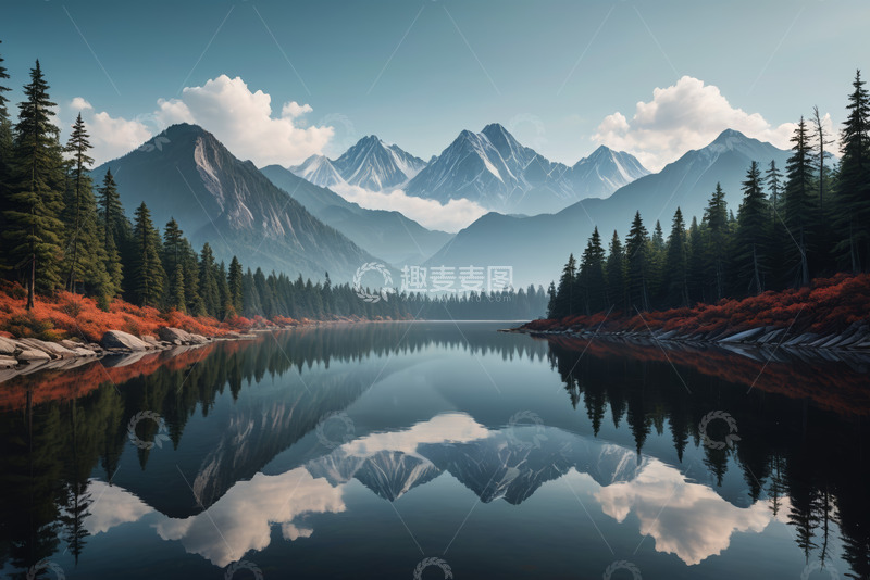 高清大图下载【趣麦麦图】山水森林自然风光全景