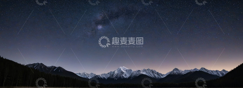 高清大图下载【趣麦麦图】雪山星空自然景观