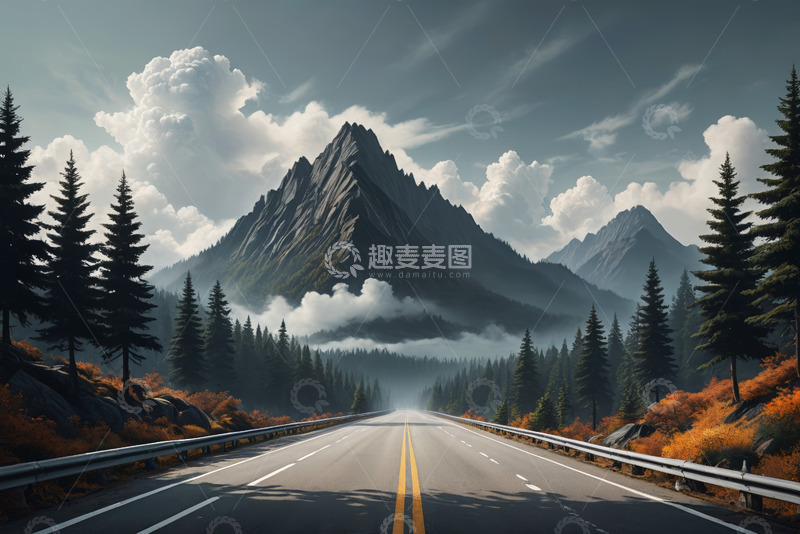 高清大图下载【趣麦麦图】山间公路自然风光