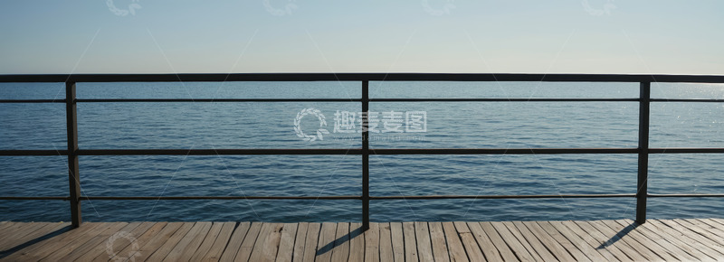 高清大图下载【趣麦麦图】海边木质平台海景